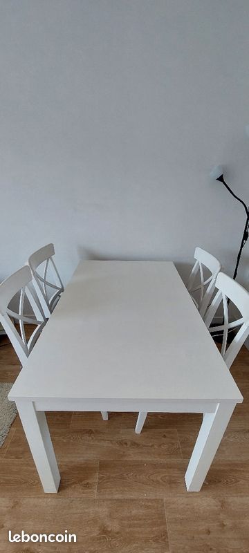 Table a manger extensible, blanc, 130/190x80 cm (image 1)