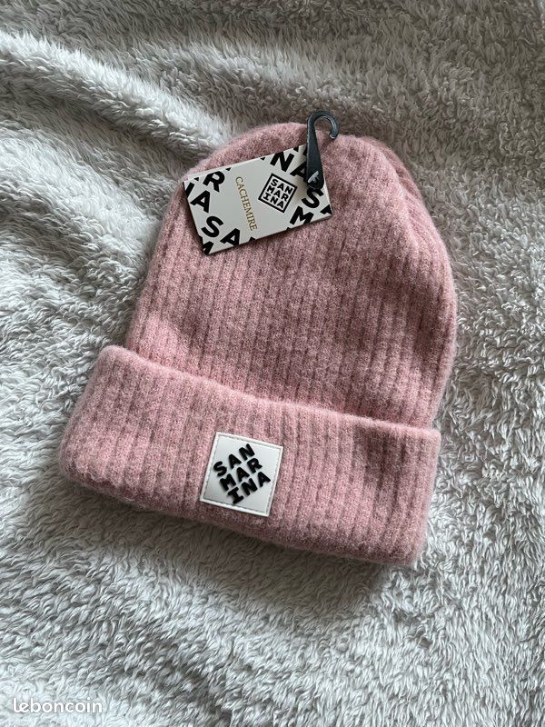 Bonnet rose pastel San Marina 59% cachemire taille unique neuf (image 1)