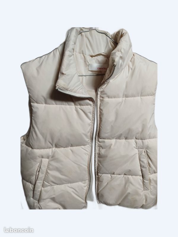 Doudoune sans manche femme T 40 camaïeu beige Vêtements