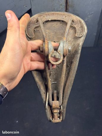 Selle Vintage IDÉALE TB - Cuir Marron, Made In France Années 1940/50