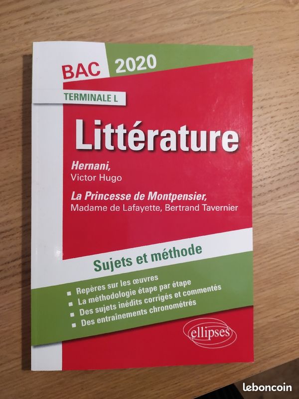 Livre de Littérature Bac L ( Hernani + Princesse de Montpensier) (image 1)