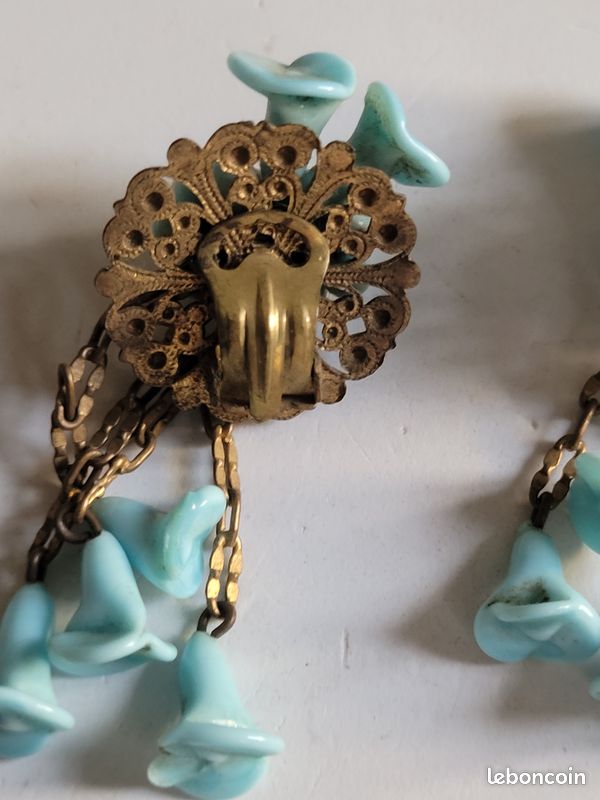 Paire De Clips D'oreilles Vintage Début 1900 - Or Ou Doré - Occasion