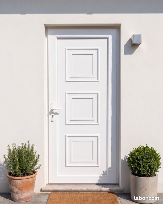 Panneau de porte d'entrée blanc PVC et bois – 193,5 x 70 cm (image 3)