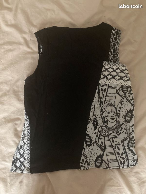 Débardeur femme imprimé noir blanc (image 2)