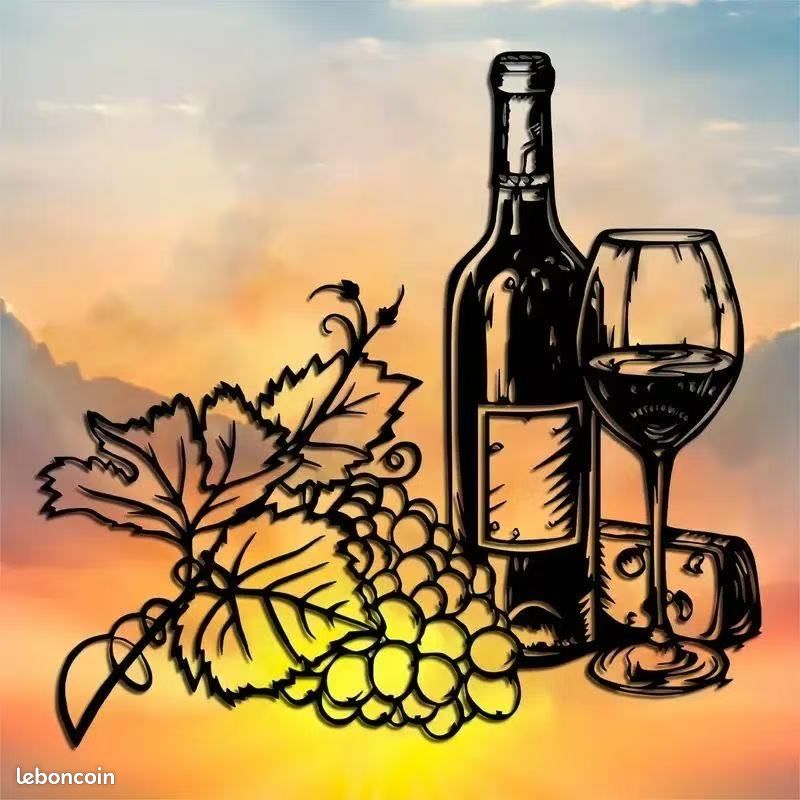 Tableau Décoration Murale Vin Rouge Raisin Bière - Peinture Nature Morte Nordique Sur Toile (S 20x30cm)