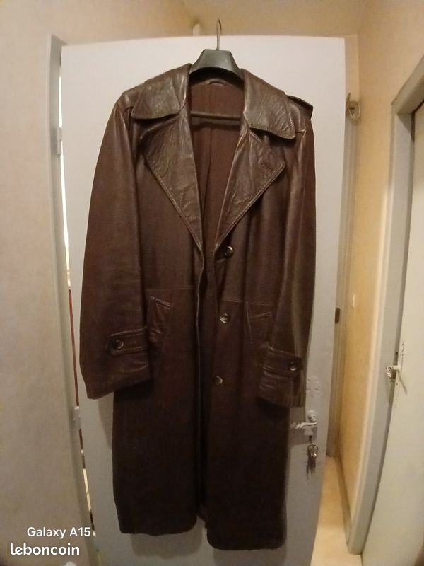 Veste longue cuir homme, vintage Vêtements