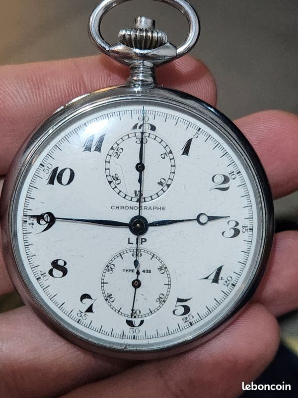Montre De Poche Chronographe Antique Lip - Cadran Avec échelle 300 Km/h Style Voiture - Chronomètre Gousset Vintage