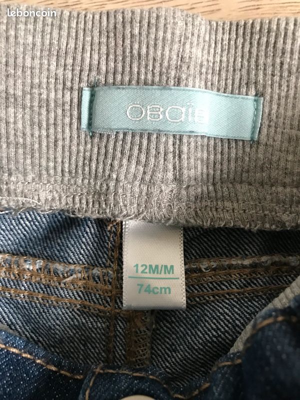 Lot 3pcs :1 jean et 1 body obaibi coton bio 12 mois (image 6)