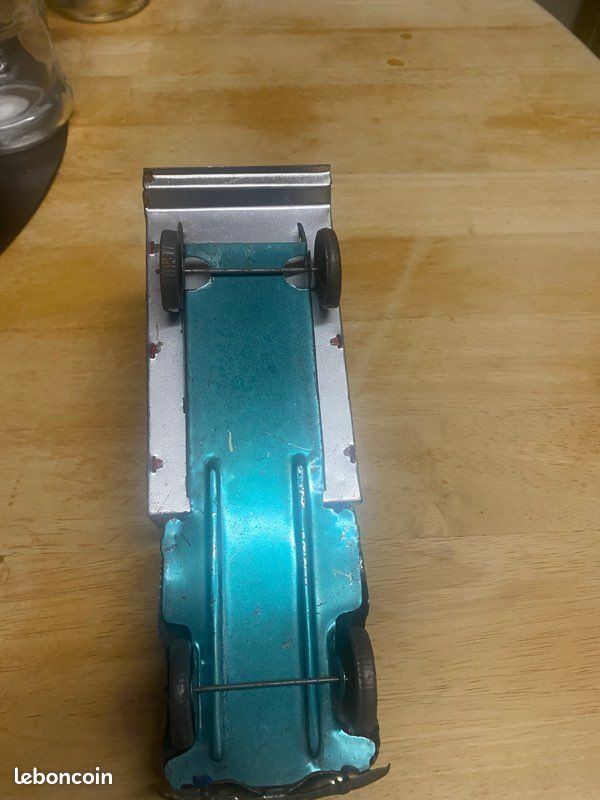 Ancien Camion De Dépannage Jouet En Tôle - Bleu - Fabrication Française - Vintage