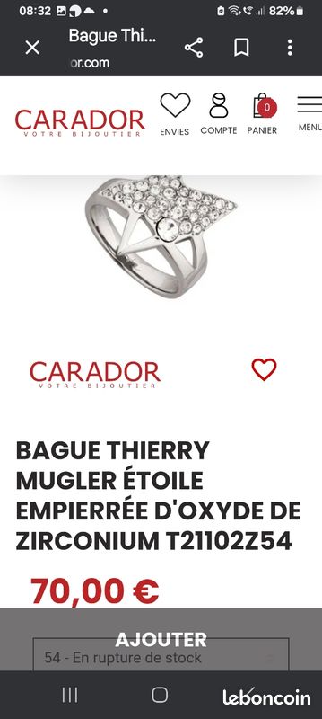 Bague étoile Design Mugler Avec Strass Blancs - Taille 54 - Métal Argenté - Occasion Bon état