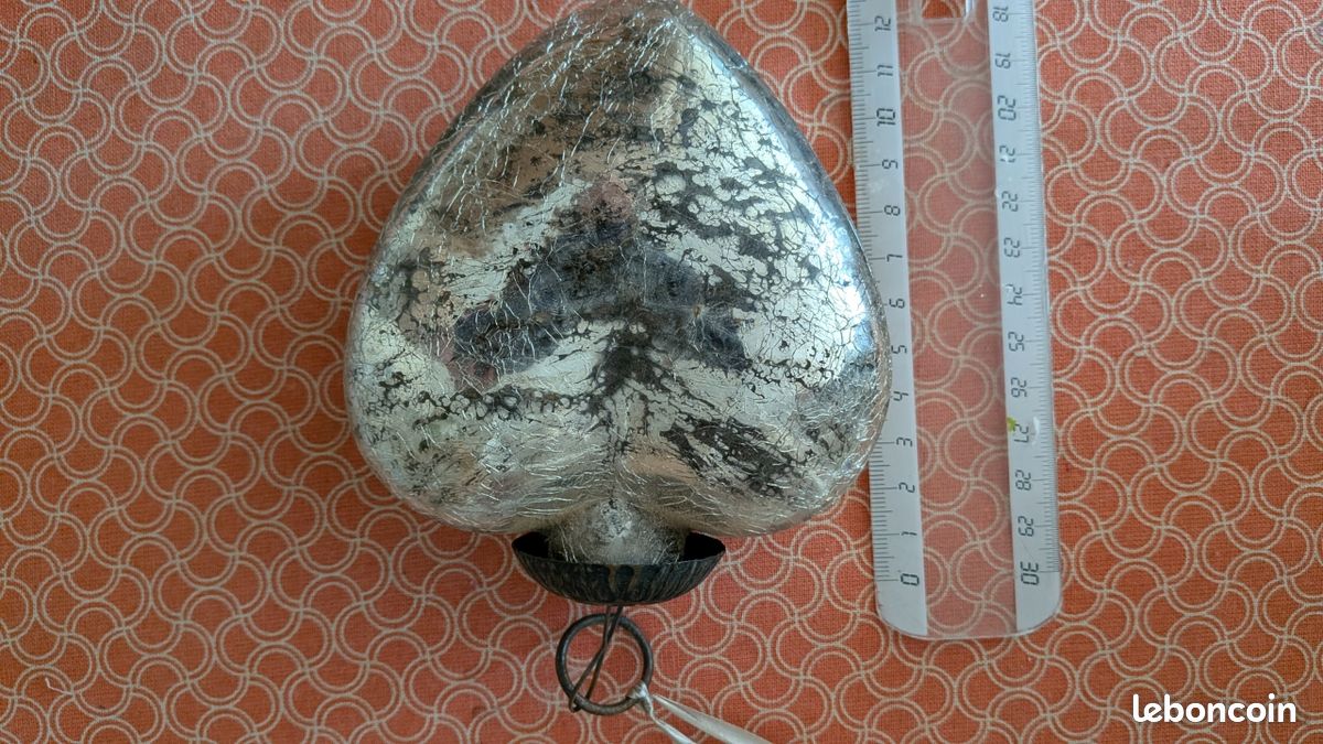 Coeur de Noël en verre mercurise/ boule de pardon antiquité (image 7)
