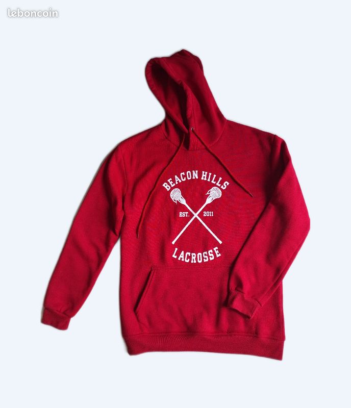 Pull à capuche rouge taille S (image 1)