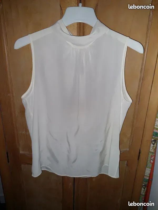 Blouse Gérard Darel Blanche En Coton Soie Taille 44 - Occasion En Parfait État