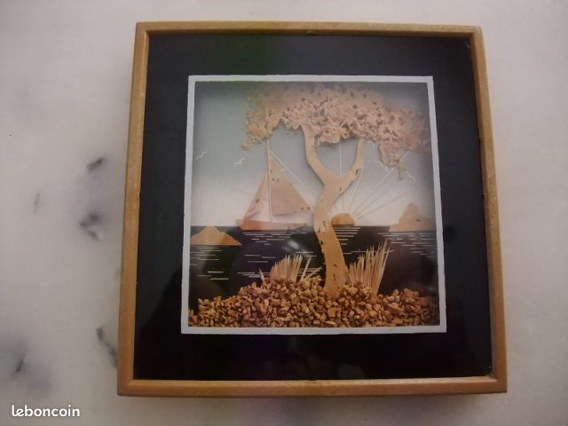Petit Tableau en liège 3 D Vintage (image 1)