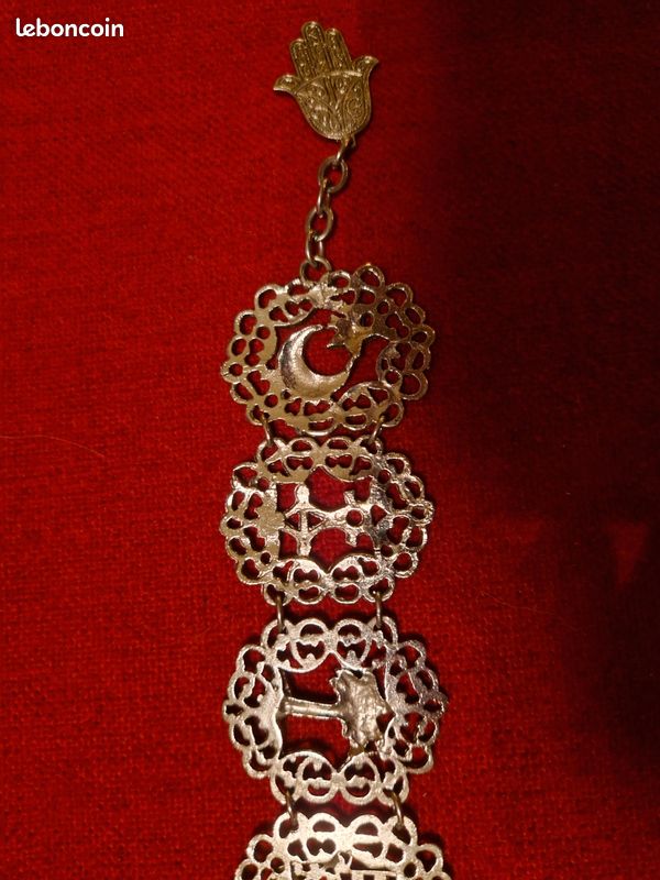 Bracelet Ancien Pour Femme En Métal Gravé - Style Art Du Maghreb / Vintage - Signé Jeanine