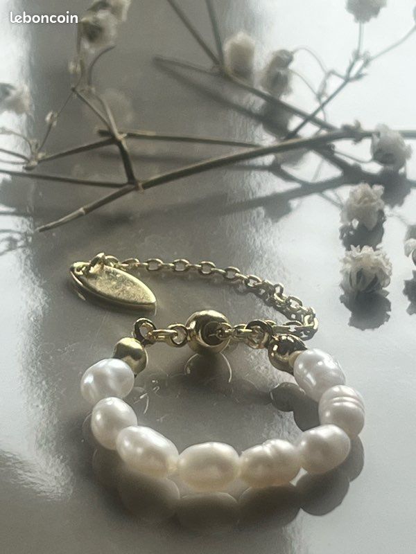 Bague ajustable perle d’eau douce (image 4)