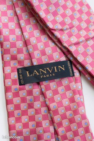 CRAVATE LANVIN PARIS 100% SOIE VINTAGE - ROUGE - FAITE EN FRANCE - PARFAIT ÉTAT
