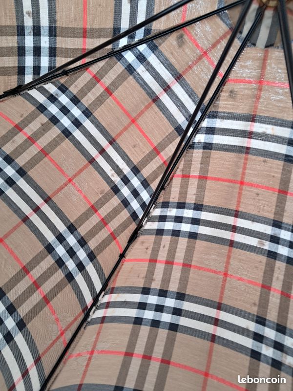 Parapluie BURBERRY vintage à canne en bois motif tissé Check (image 14)