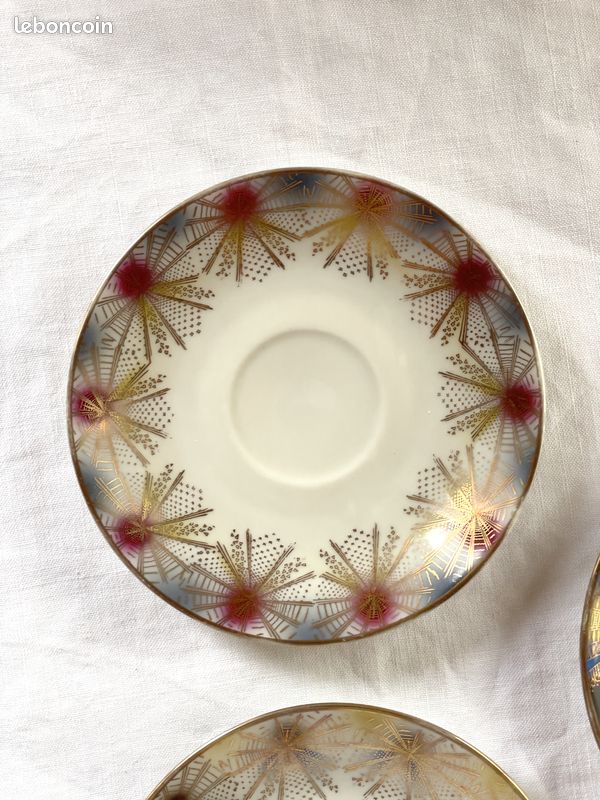 Trio de tasses et soucoupes sur piédouche 1950 porcelaine - Bavaria Elfenbein- (image 11)