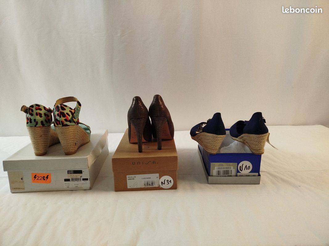 Lot de 3 - SARAH WORLD UNISA BENAVENTE - Sandales et escarpins femme - Pointure 37 - État neuf avec boîtes - Voir photos (image 4)
