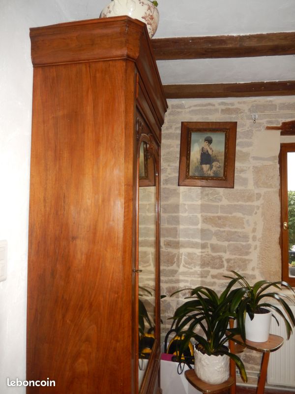 Armoire style Louis Philippe - une porte miroir - noyer ? Massif (image 3)