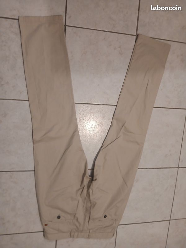 Pantalon Droit Femme Beige - Taille 40/L - Marque Anne Weyburn - Coton - Coupe Classique - Occasion TB état