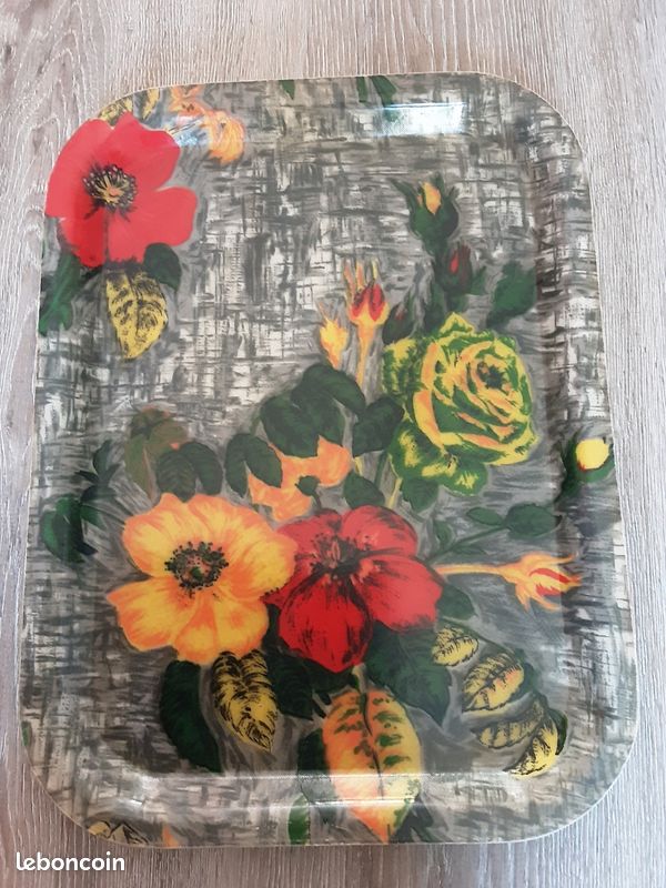 Plateau vintage en fibre de verre, Gros Roman Wesserling