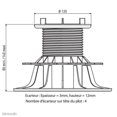 Lot de 23 plots terrasse dalle réglable 80/140 mm - Gamme ESSENTIEL - Jouplast (image 2)