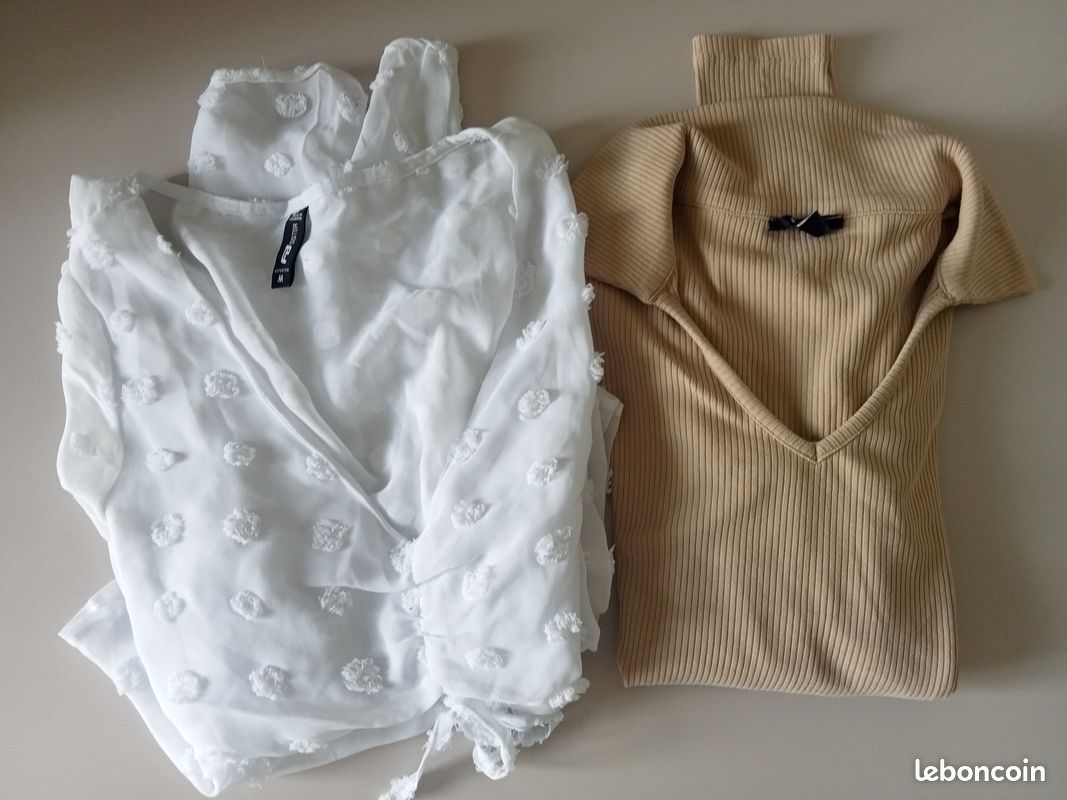 Lot d'un haut blanc et d'un polo court kaibi taille 38 (image 1)