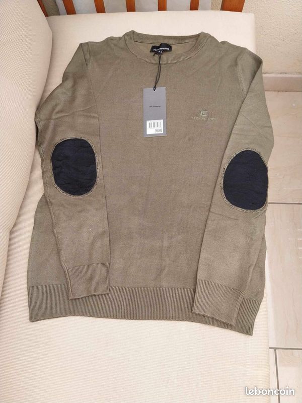 Pull léger homme taille S Marque TED LAPIDUS NEUF couleur kaki
