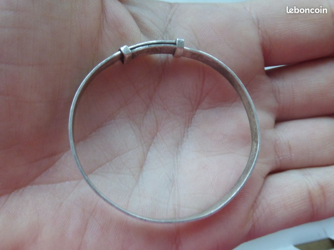Bracelet ancien enfant argent marqué silver 5,50gr la. Maxi 5cm ép.4mm tbé (image 4)