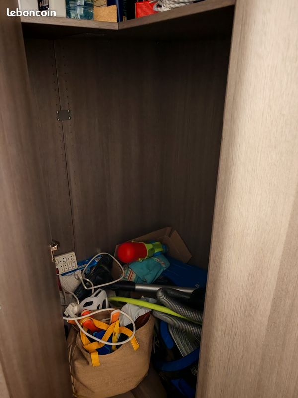 Dressing d'angle + dressing droit - gris - avec portes - penderie porte-chaussures et tiroir bon état (image 7)