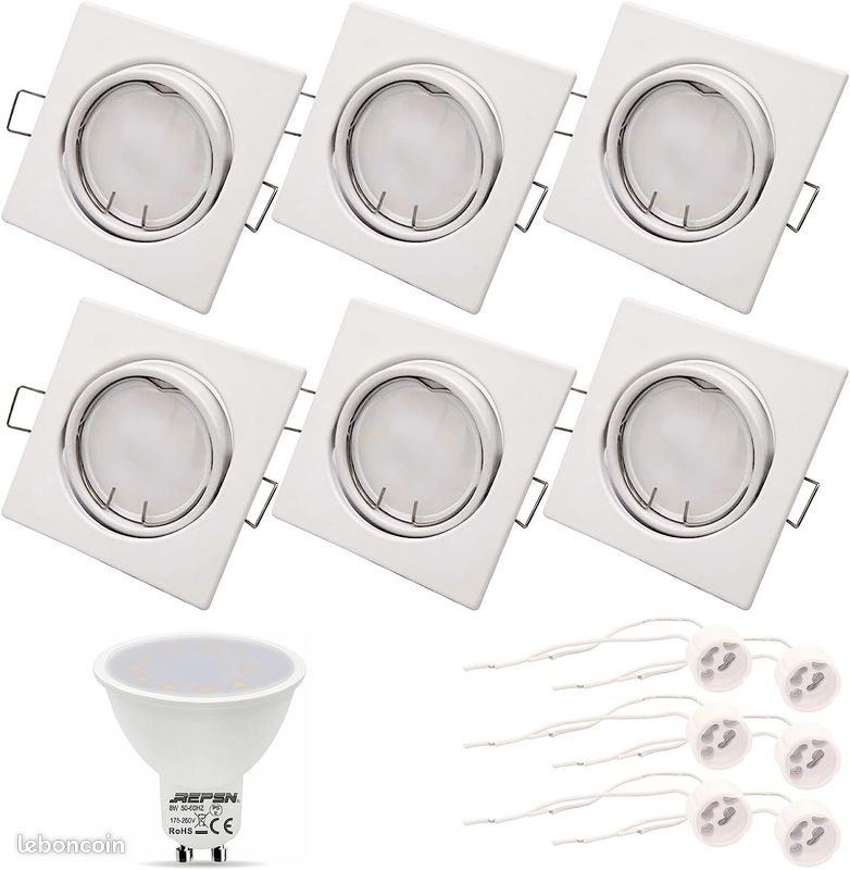 ⚡ Lot de 6 spots LED encastrables REPSN 8W – Blanc chaud 2700K 🔥💡 (image 1)