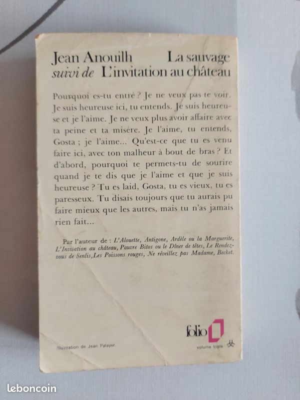 Livre "La sauvage" "L'invitation au château" de Anouilh (image 3)