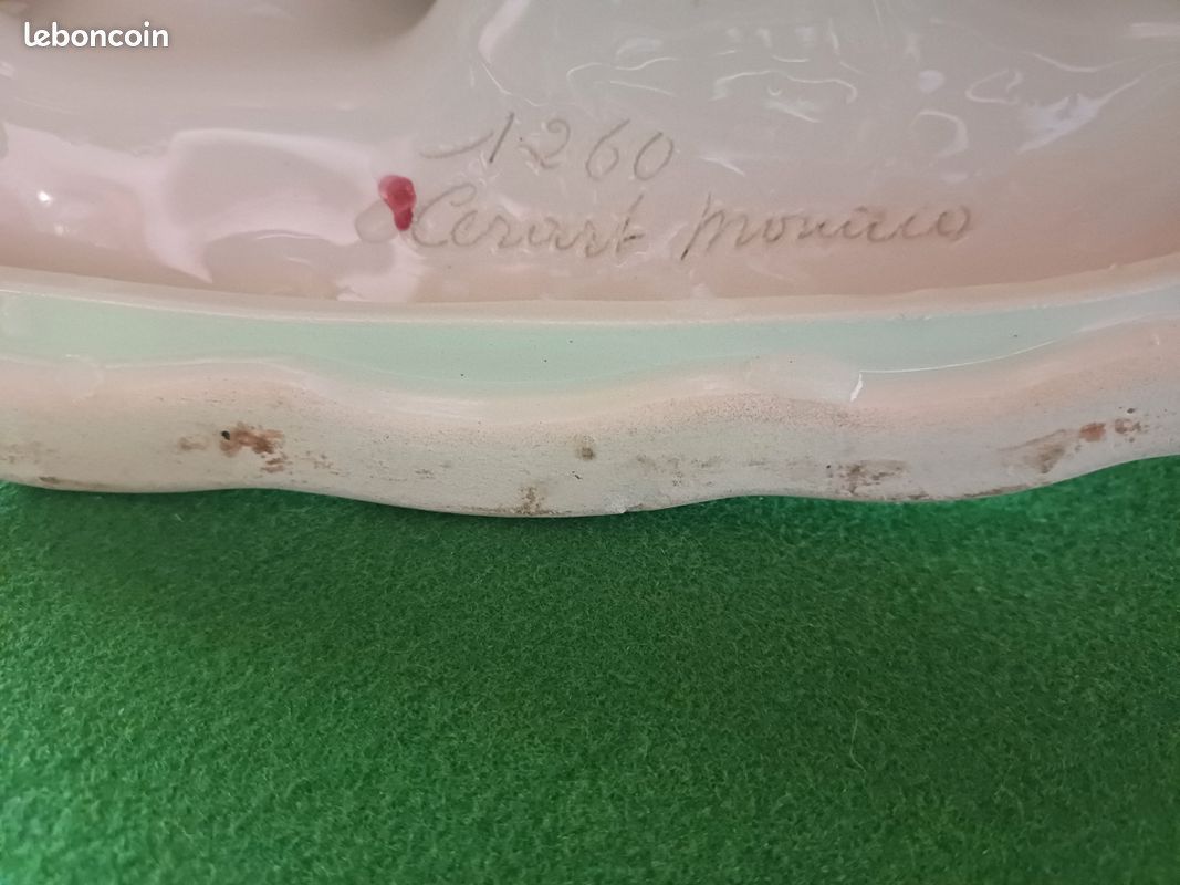 Bougeoir Faïence Cérart Monaco – Multicolore, Motif Fleurs, Signé Et Daté