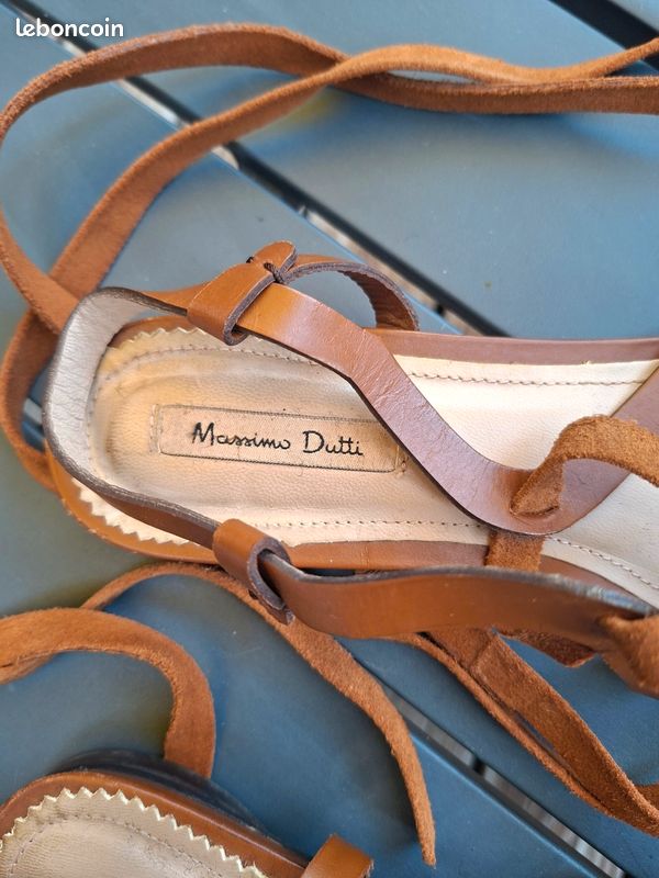 Sandales cuir cognac à lanières 38 Massimo Dutti (image 4)
