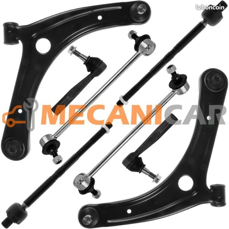 Lot 8 pièces kit liaison au sol complète avant Jeep Compass Patriot MK49 MK74 - Bras rotules biellettes suspension triangle direction (image 1)