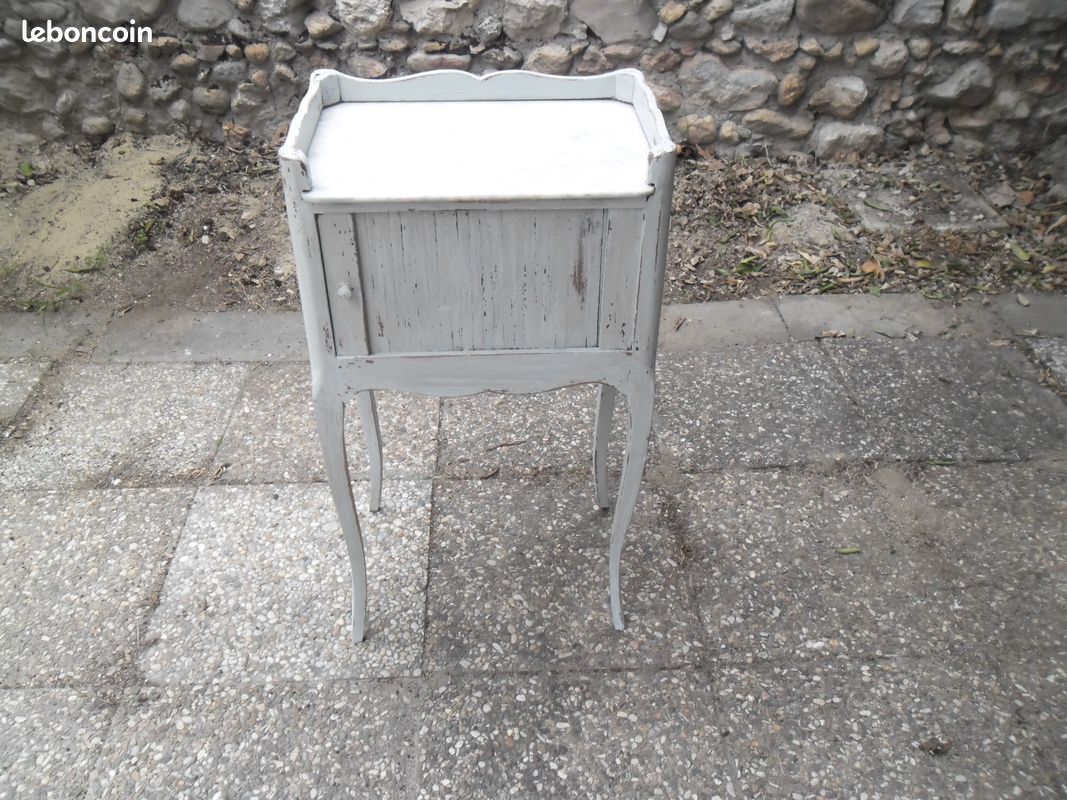 Table de chevet RARE très ancienne ouverture par rouleau coulissant (image 7)