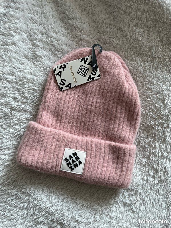 Bonnet rose pastel San Marina 59% cachemire taille unique neuf (image 2)