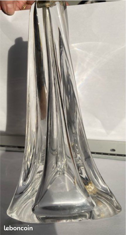 Pied de lampe en cristal daum design époque 1970 lynx