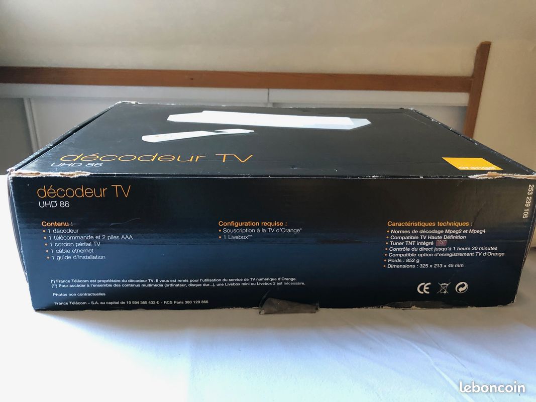 Décodeur TV UHD 86 Orange Avec Télécommande - Occasion Fonctionnel, TNT Numérique