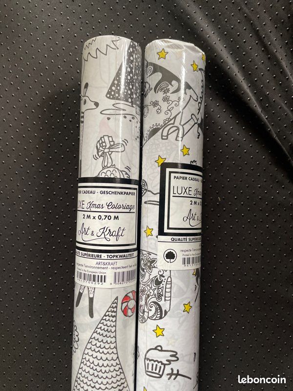 Papier Cadeau Kraft Noël - 6 Rouleaux Motifs Vintage, étiquettes Et Ficelle Incluses