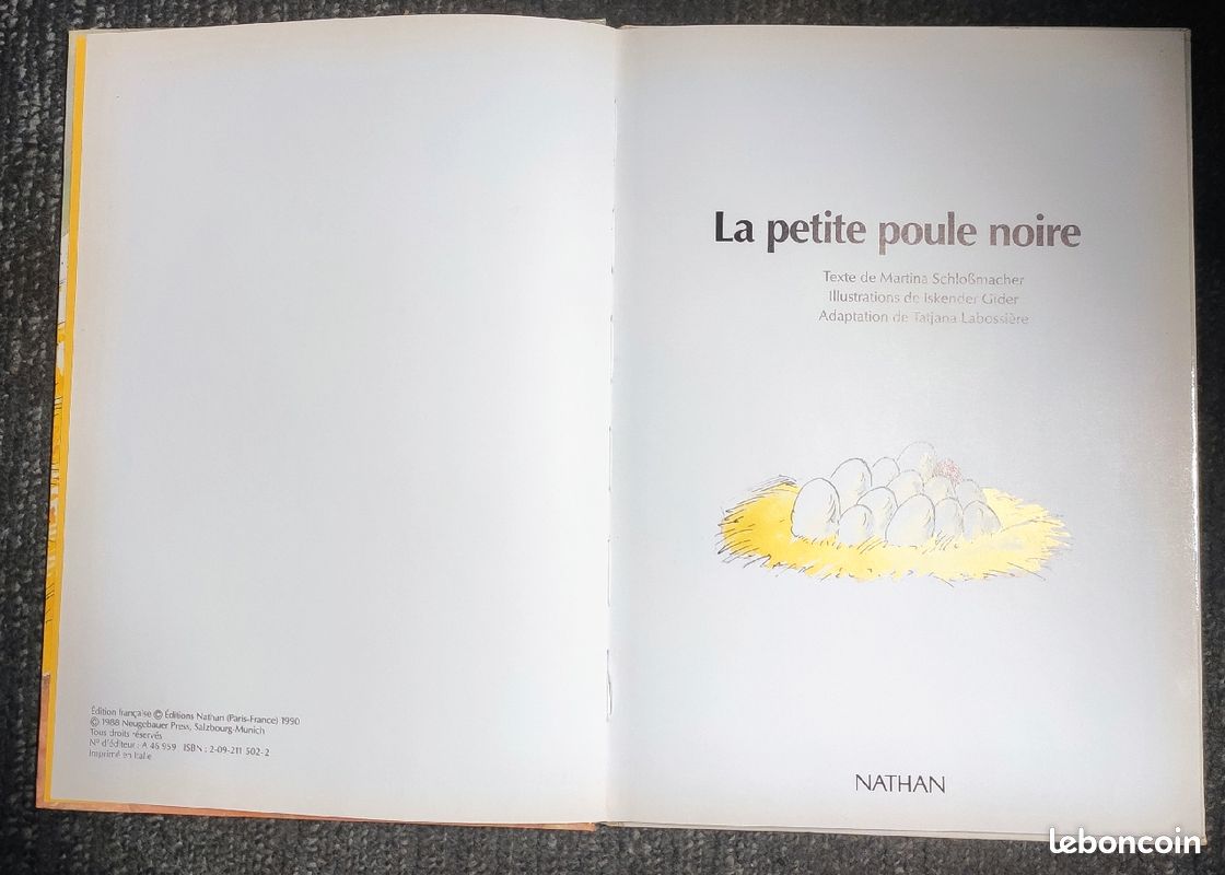 Livre " La petite poule noire " par M. SchloBmacher et I. Vider aux éditions NATHAN de 1990 (image 3)