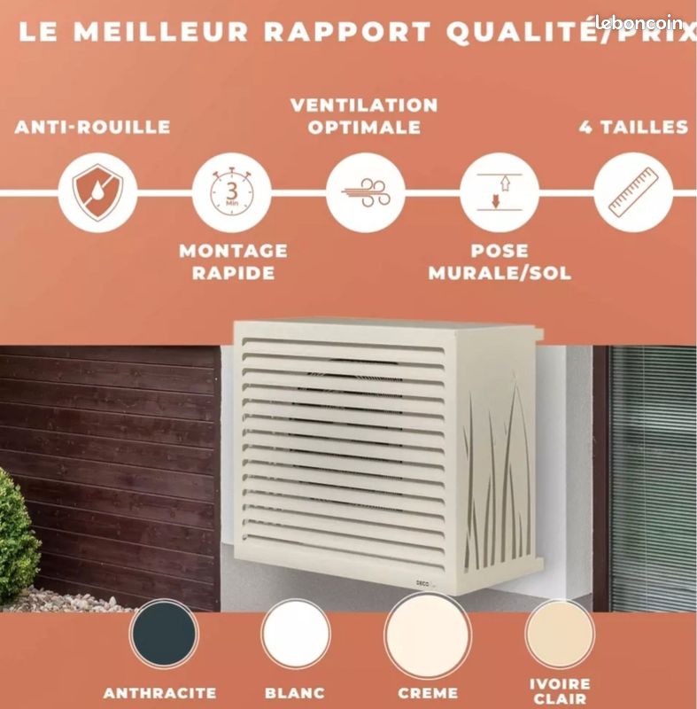 Caisson isolant cache clim DECO AirCo - Taille M - Blanc crème (RAL 9001) (image 3)