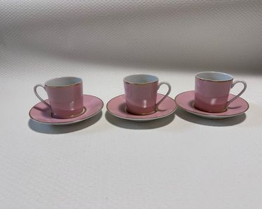 Lot De 8 Tasses à Café Et Soucoupes Geneviève Lethu – Modèle Caucase 1998