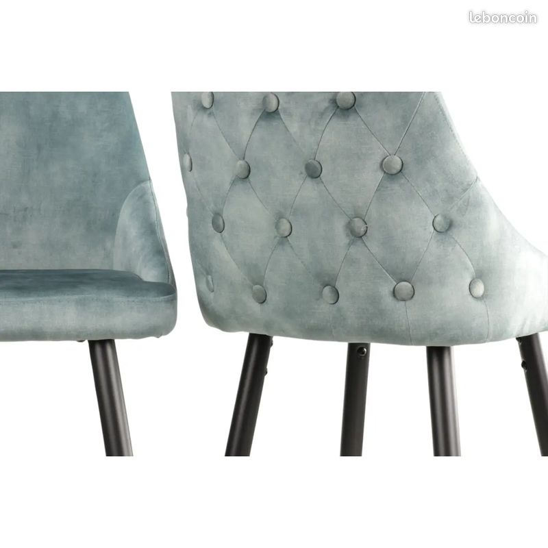 Tabourets de Bar "Lou" en tissu Bleu Pétrole - livraison Offerte - Decoduweb (image 3)