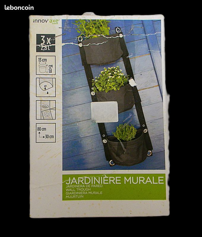 DECORATION, JARDINAGE, Deux jardinières Murale et Suspendue Assorties, en Epaisse Toile Polyester Enduit Marron, NEUVES (image 4)