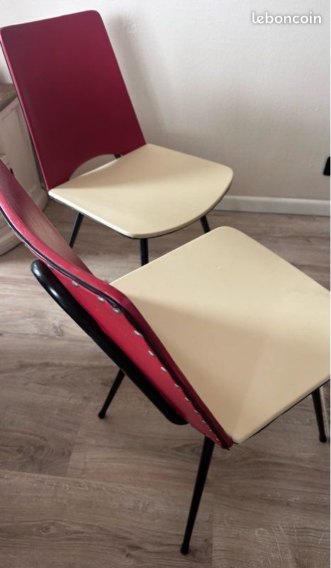 Deux chaises vintage 60 Skaï style Jaques Hitier (image 4)