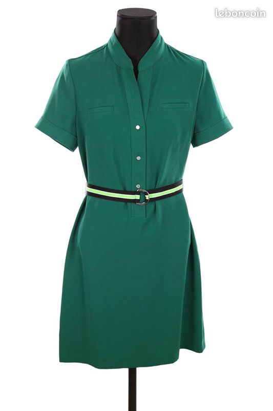Robe Claudie Pierlot - Laine Mélangée, Vert Foncé, Taille S - Neuve Avec étiquettes, Style Pull