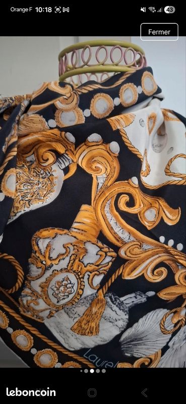 Foulard Vintage Femme 100% Soie – Multicolore – 84 X 86 Cm – Années 80